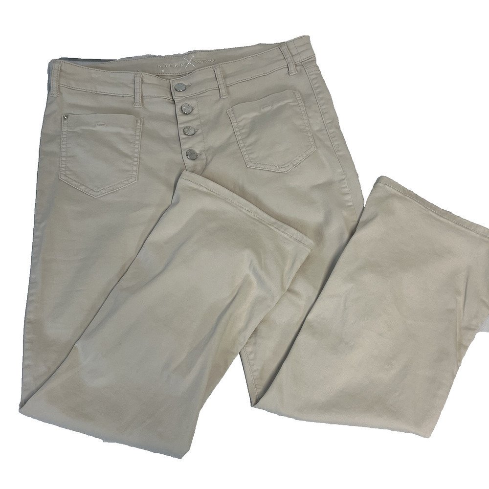 MAC Jeans Pants Women's Size 40 Dream Kick Tan Stone Cotton Stretch Button Fly